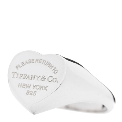 Tiffany Sterling Silver Return to Tiffany Heart Signet Ring 53 6.25 3 of 6