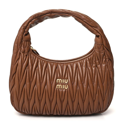 Miu Miu Nappa Matelasse Wander Large Hobo Cognac 1 of 9