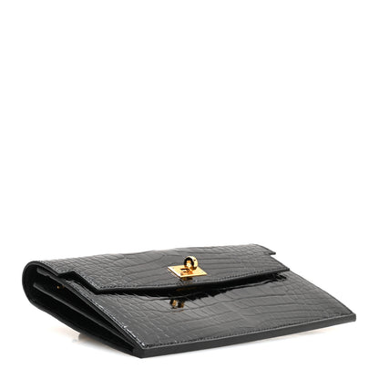 Hermes Shiny Alligator Kelly Pocket Long Wallet Black 4 of 8