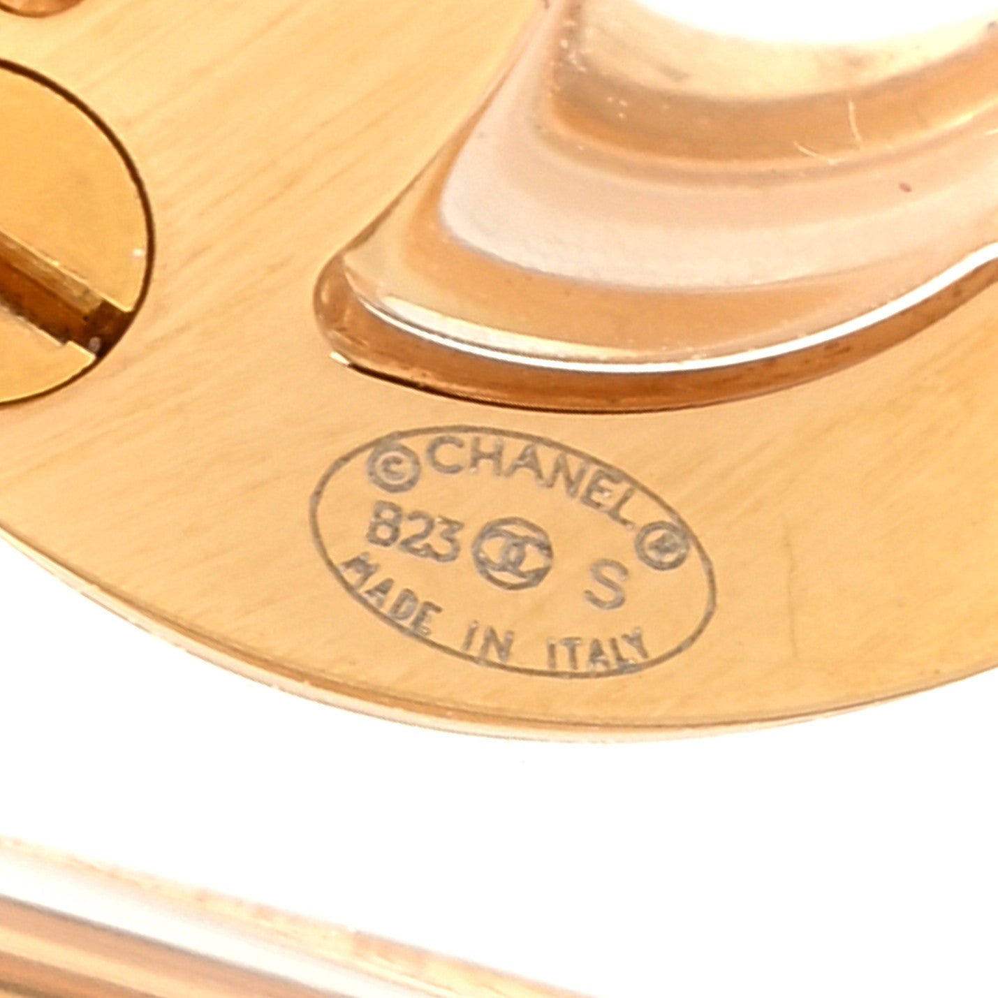 Metal Resin CC Square Drop Earrings Gold Transparent