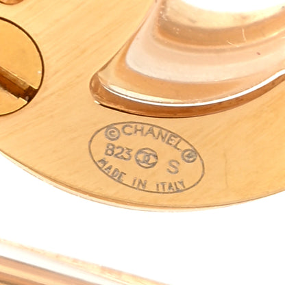 Chanel Metal Resin CC Square Drop Earrings Gold Transparent 4 of 5