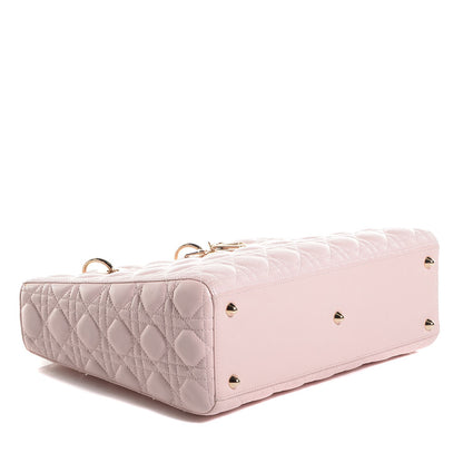 Christian Dior Lambskin Cannage Large Lady Dior Rose Poudre 4 of 7