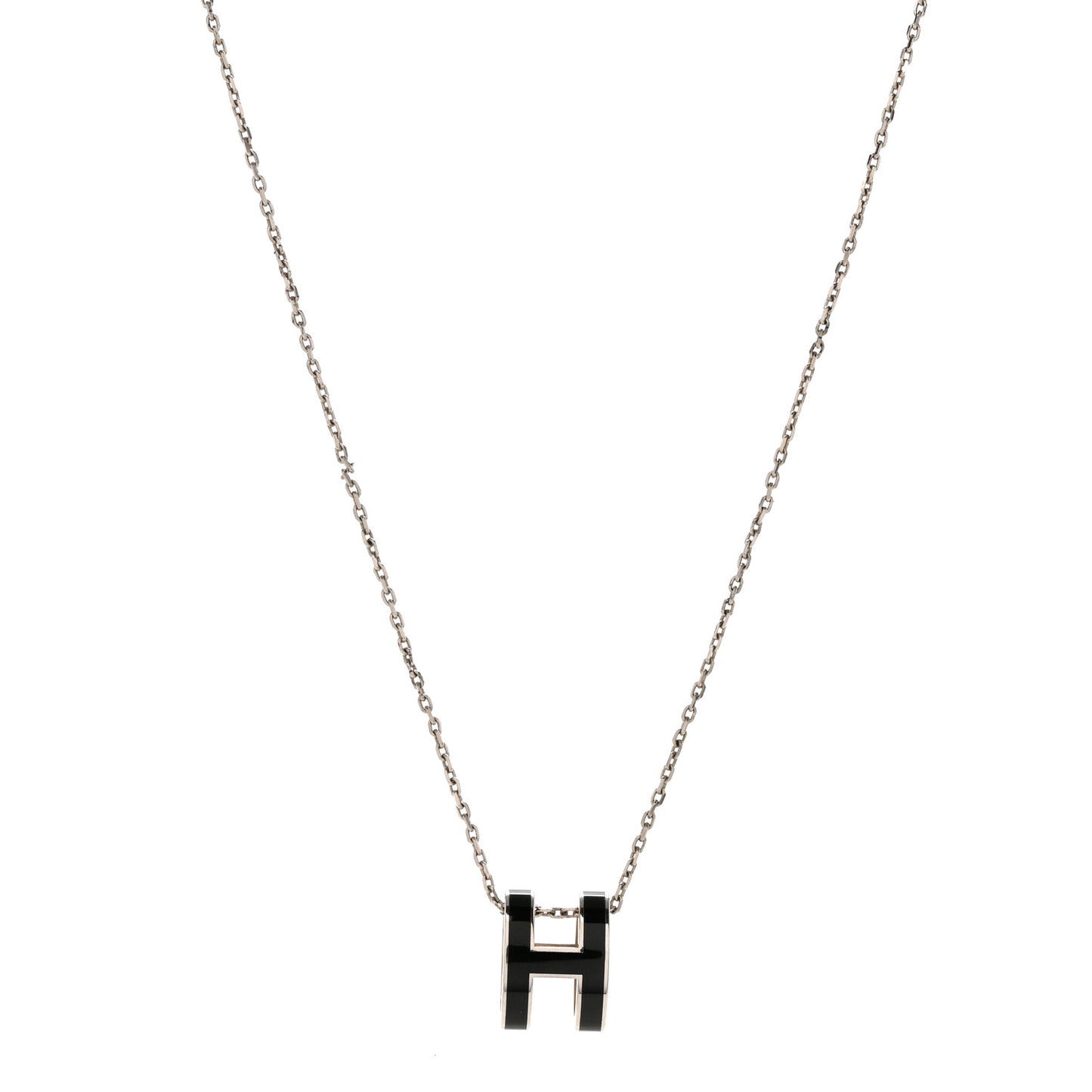 Lacquered Palladium Pop H Pendant Necklace Black