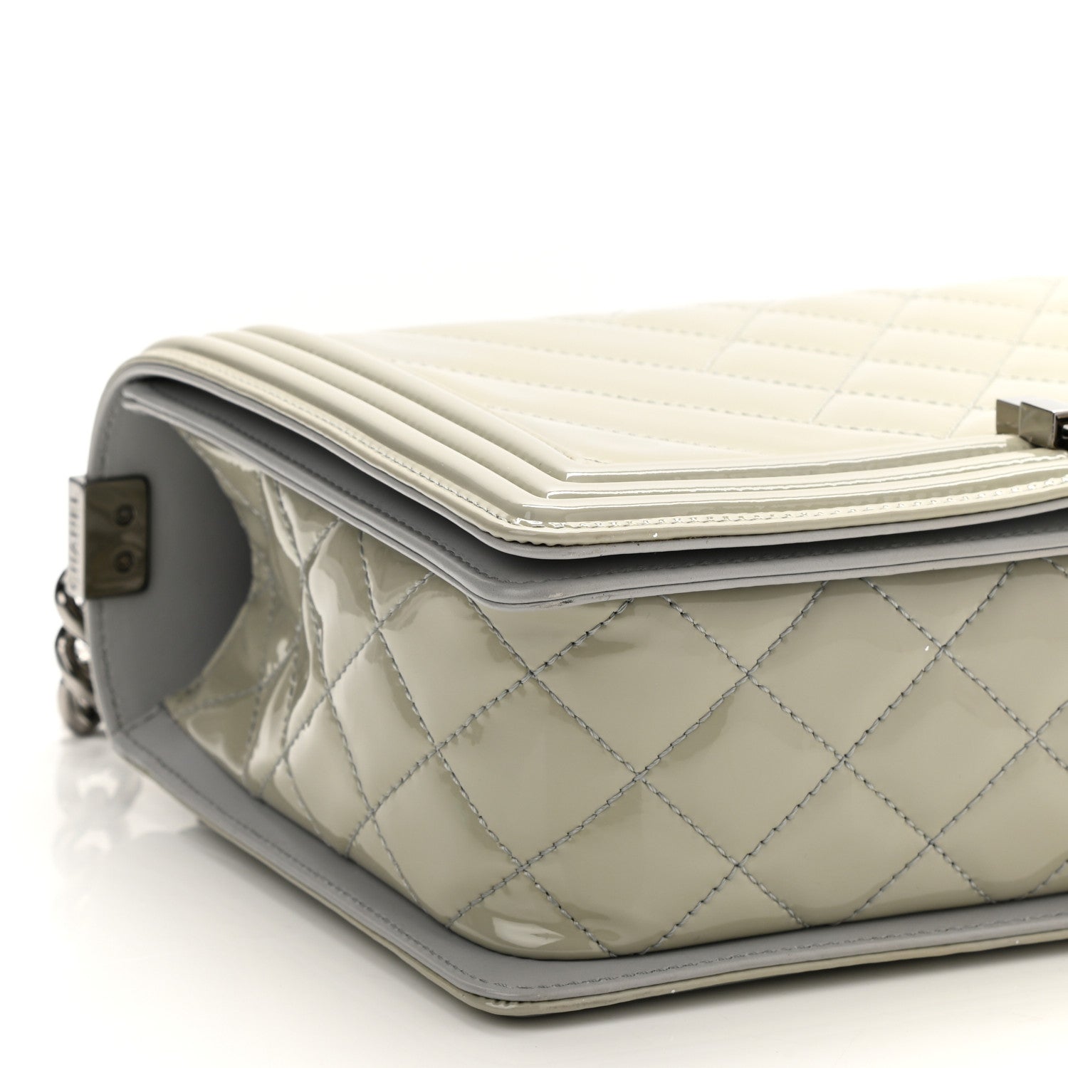 Chanel Patent Chevron Quilted New Medium Boy Flap Grey 9 of 10