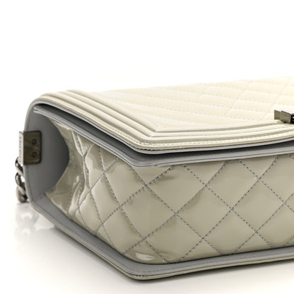Chanel Patent Chevron Quilted New Medium Boy Flap Grey 9 of 10