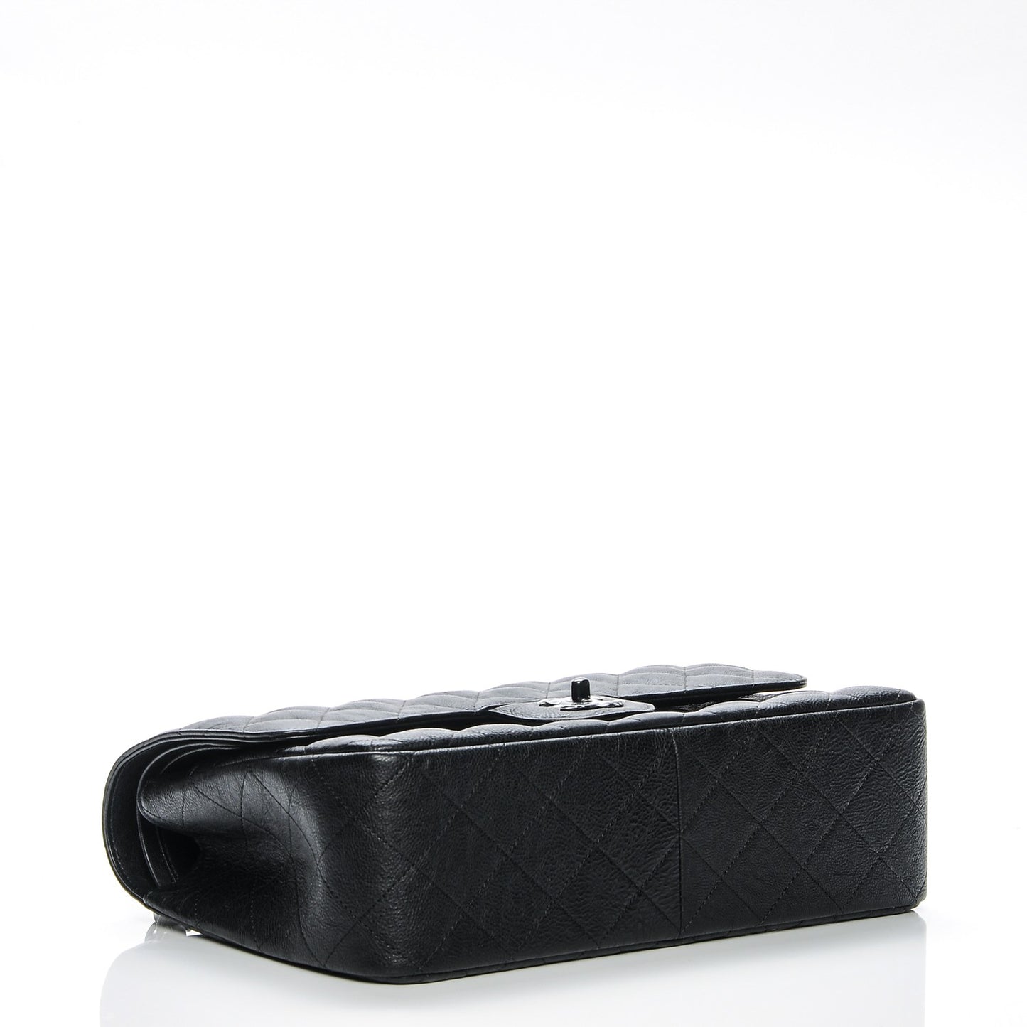 Crumpled Calfskin Quilted Jumbo Double Flap So Black