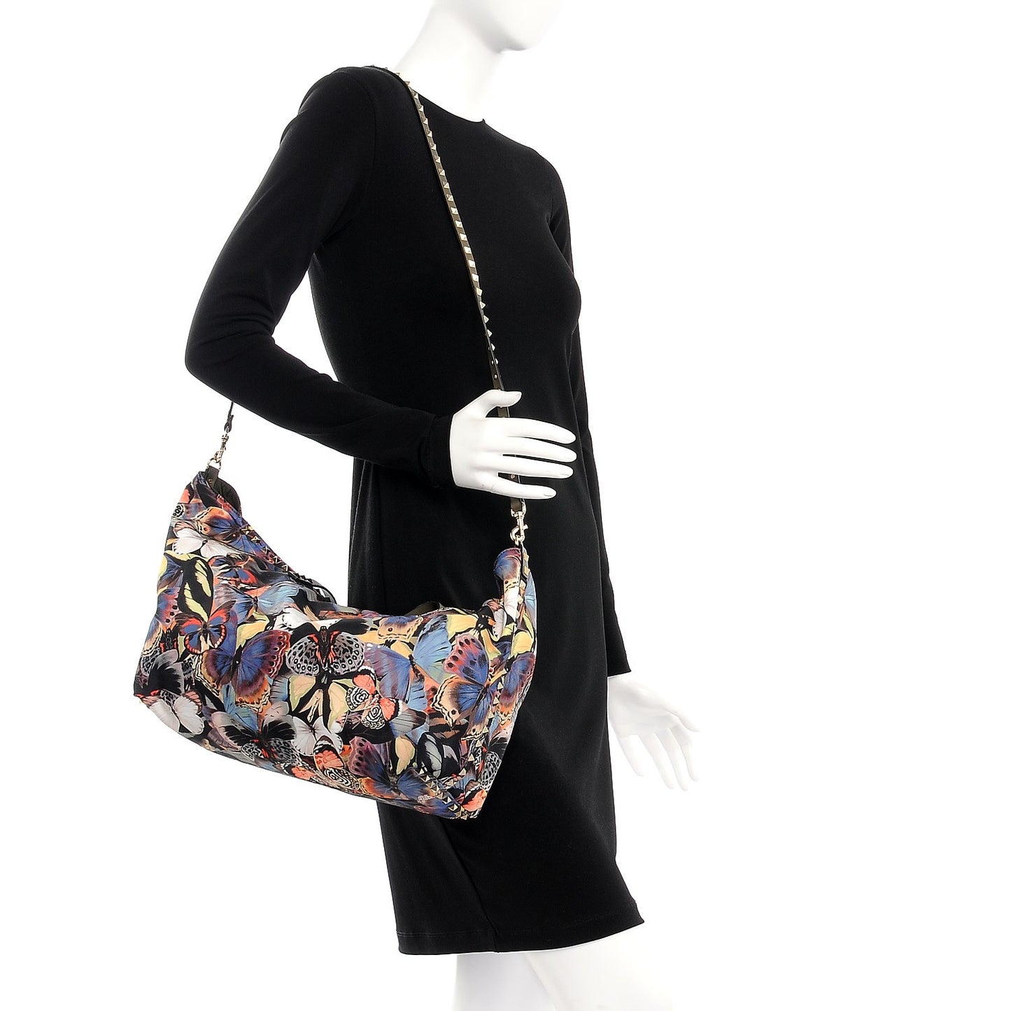 Nylon Camubutterfly Rockstud Crossbody Tote Multicolor