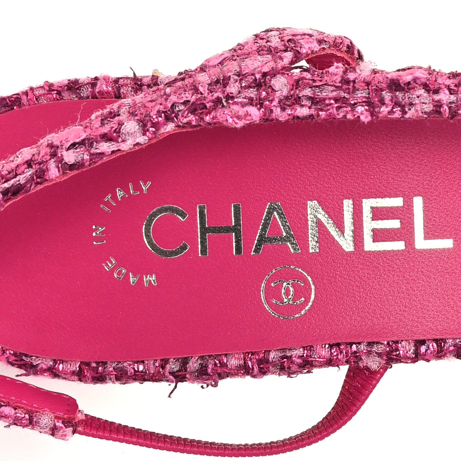 Chanel Tweed Grosgrain Cap Toe CC Slingback Pumps 39 Pink Black 8 of 10