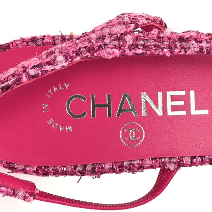 Chanel Tweed Grosgrain Cap Toe CC Slingback Pumps 39 Pink Black 8 of 10