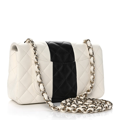 Chanel Lambskin Quilted Mini Rectangular Flap White Black 3 of 11