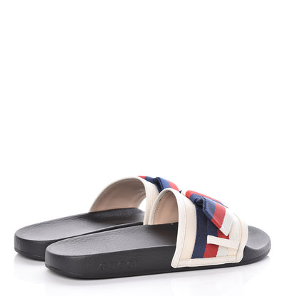 Gucci Satin Web Sylvie Bow Slide Sandals 39 White 4 of 10