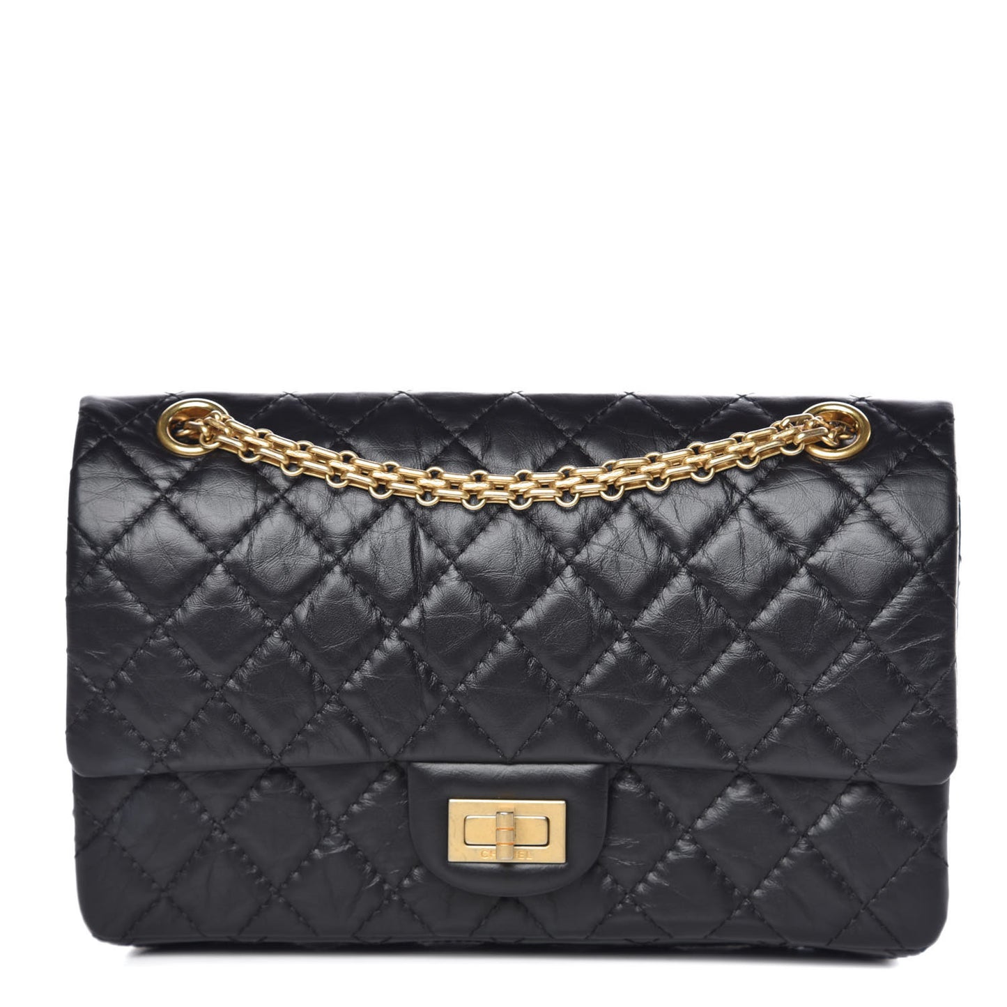 Aged Calfskin Quilted 2.55 Reissue 225 Flap Black
