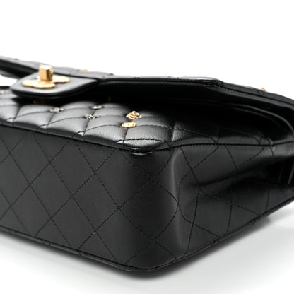 Chanel Lambskin Quilted Studded Medium Double Flap Black 10 of 11