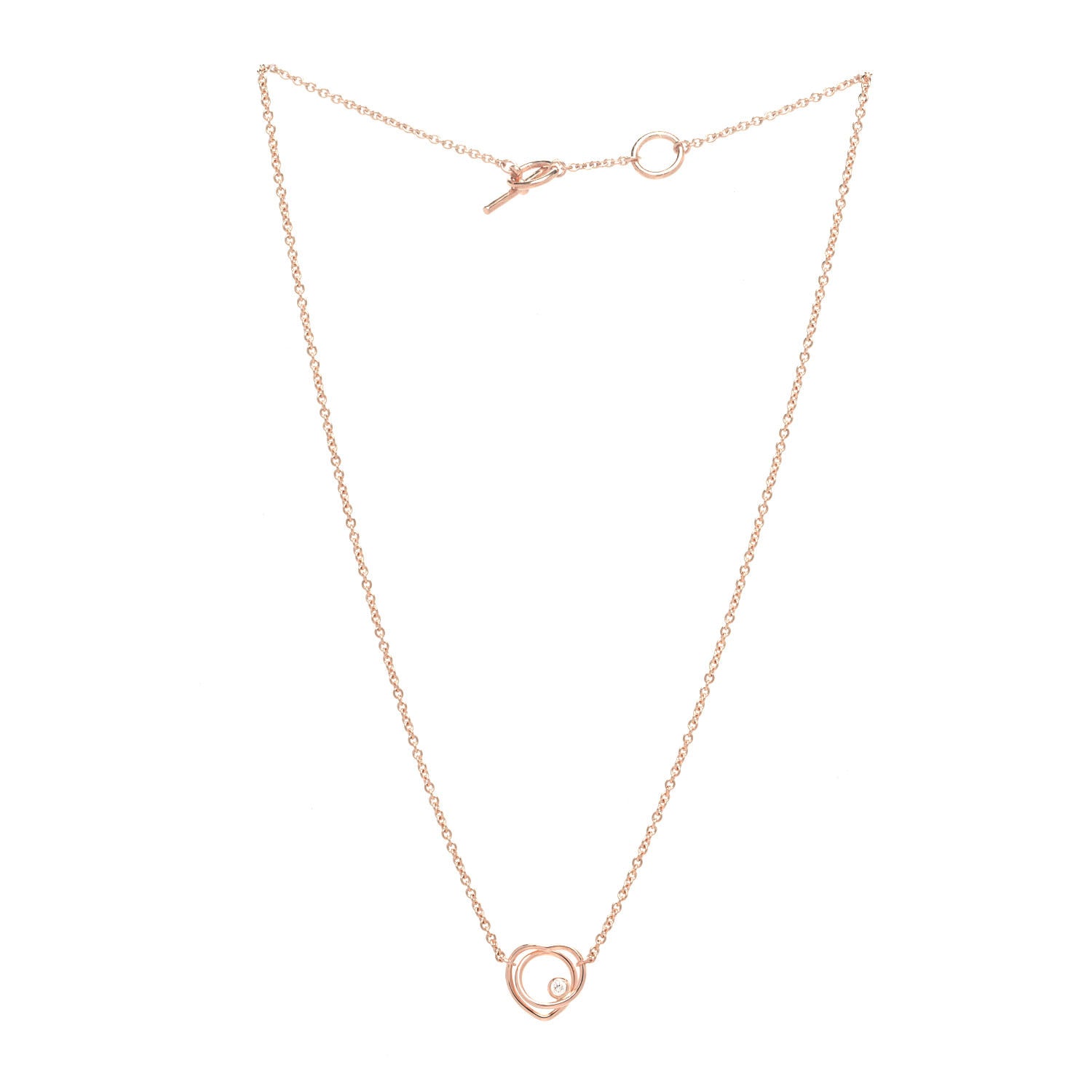 Hermes 18K Rose Gold Diamond TPM Vertige Coeur Necklace ST 3 of 7