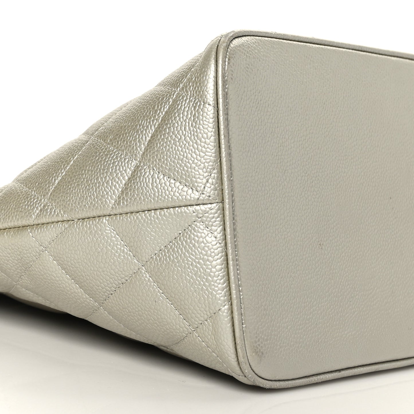 Metallic Caviar Quilted Medallion Tote Silver