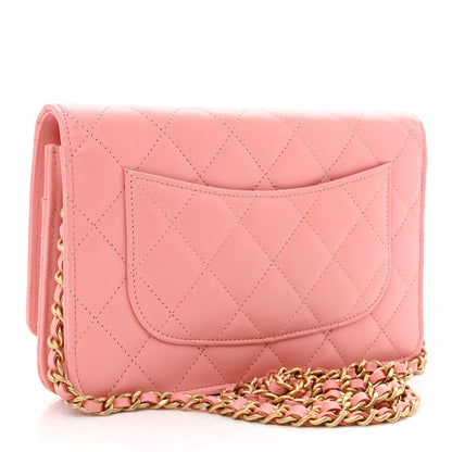 Chanel Lambskin Quilted Wallet On Chain WOC Pink 2 of 11
