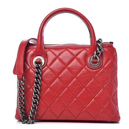 Chanel Shiny Sheepskin Quilted Small Shopping Tote Red 1 of 10