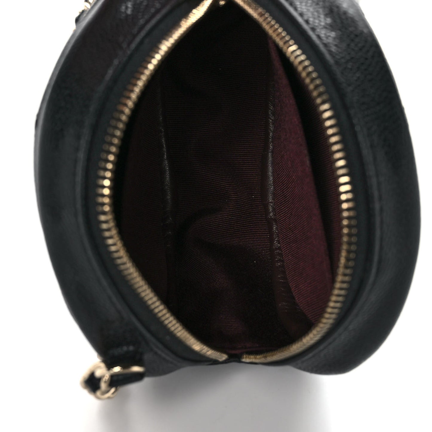 Caviar Quilted Round Clutch With Chain Black