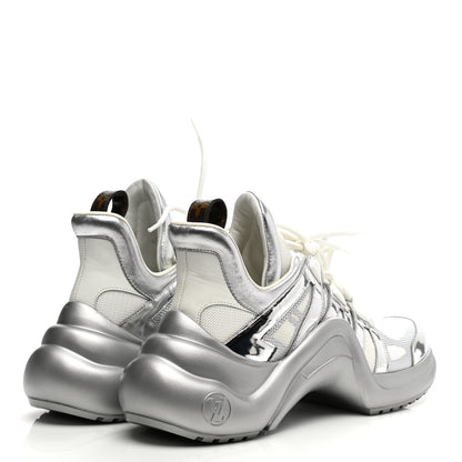 Louis Vuitton Metallic Calfskin Technical Nylon LV Archlight Sneakers 41 White Silver 4 of 10