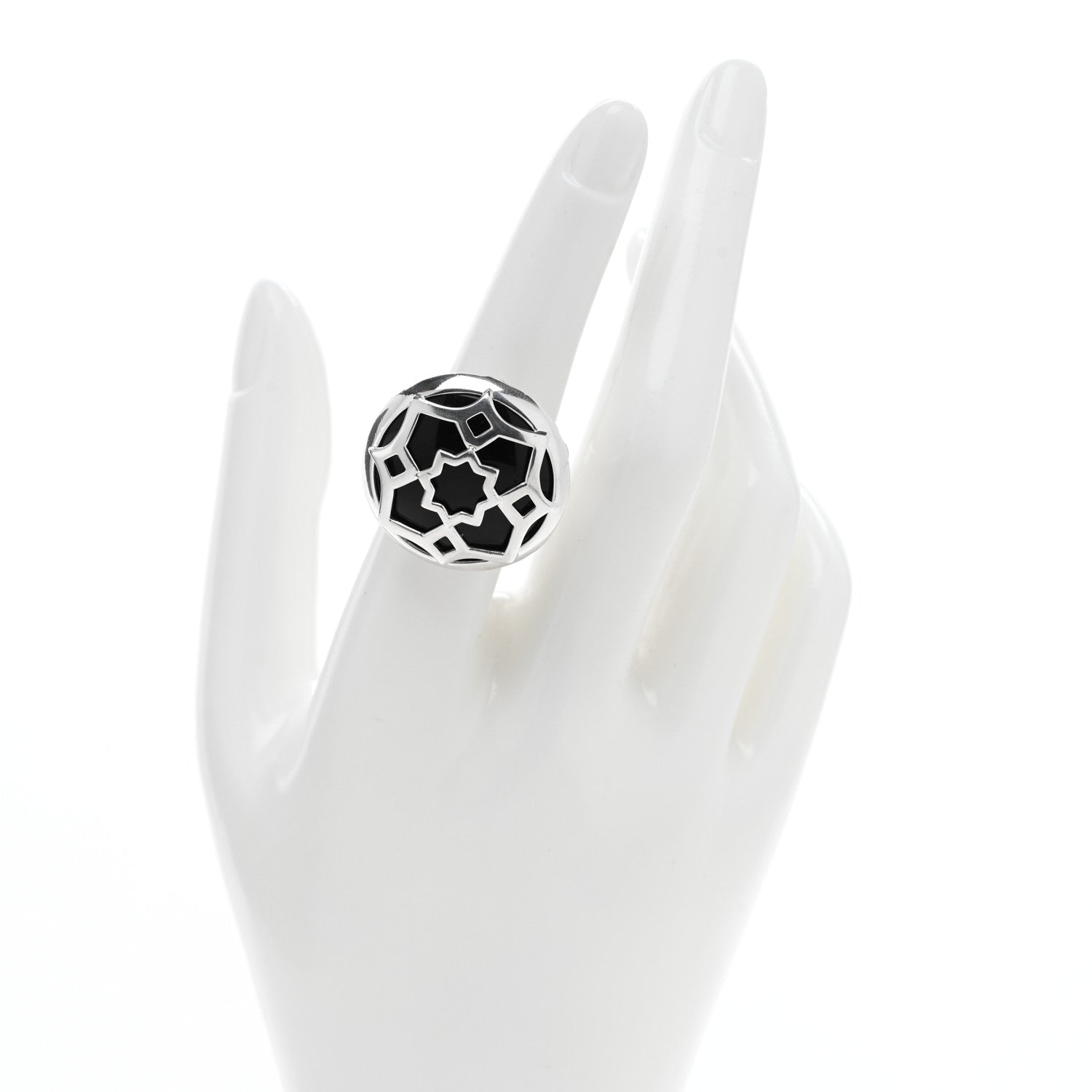 Tiffany Sterling Silver Onyx Paloma Picasso Zellige Medallion Ring 54 6.75 2 of 4