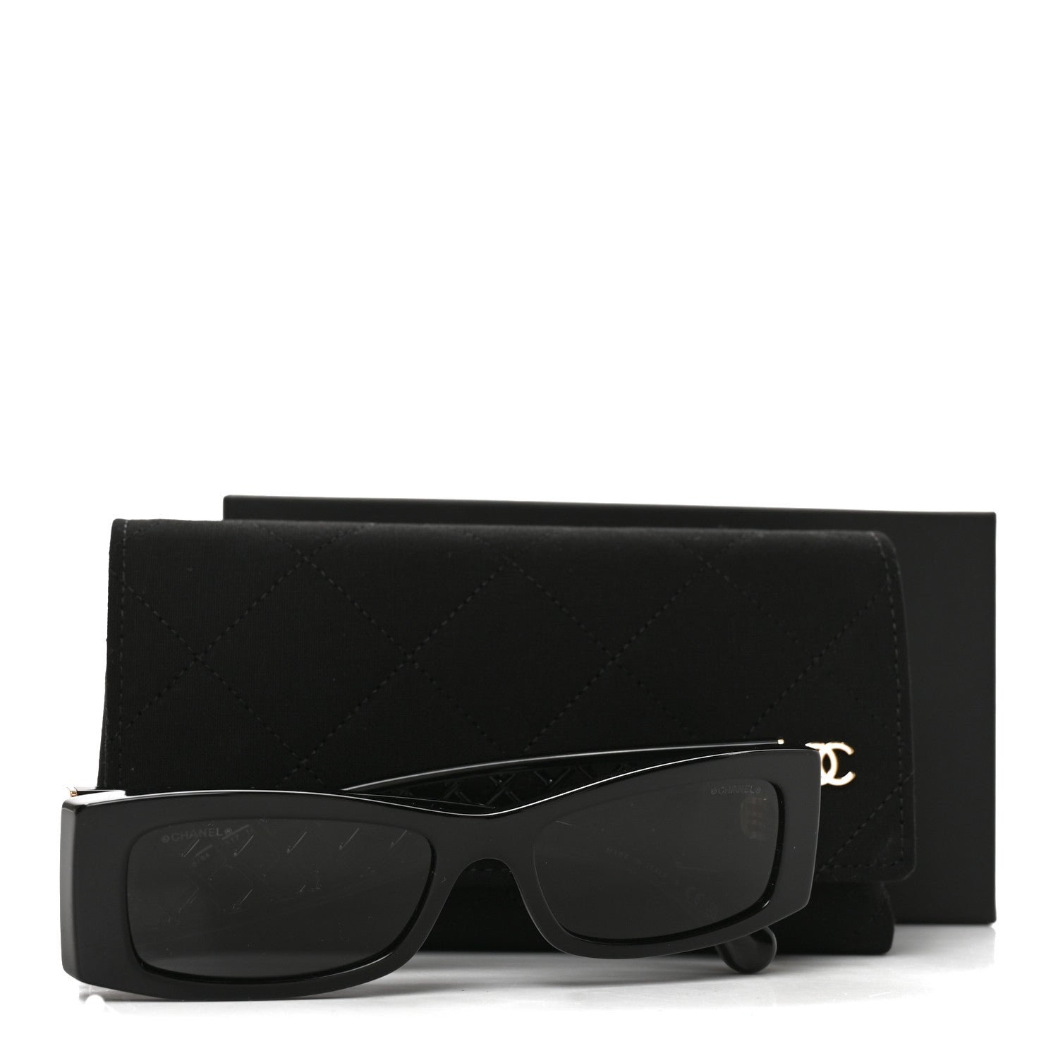 Chanel Acetate Rectangle Logo Sunglasses 5566 Black 7 of 7