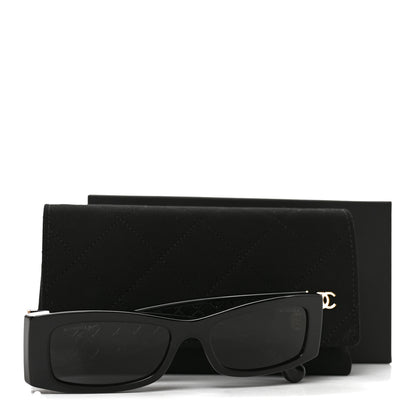 Chanel Acetate Rectangle Logo Sunglasses 5566 Black 7 of 7