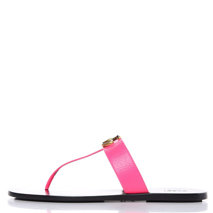 Gucci Calfskin GG Marmont Thong Sandals 42 Fuxia Fluo 1 of 9