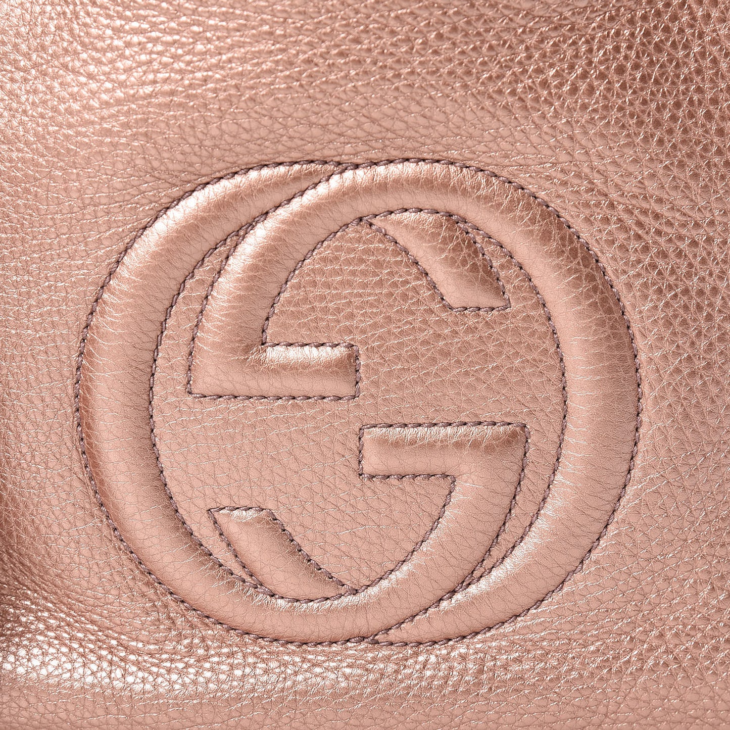 Metallic Pebbled Calfskin Small Soho Shoulder Bag Pink
