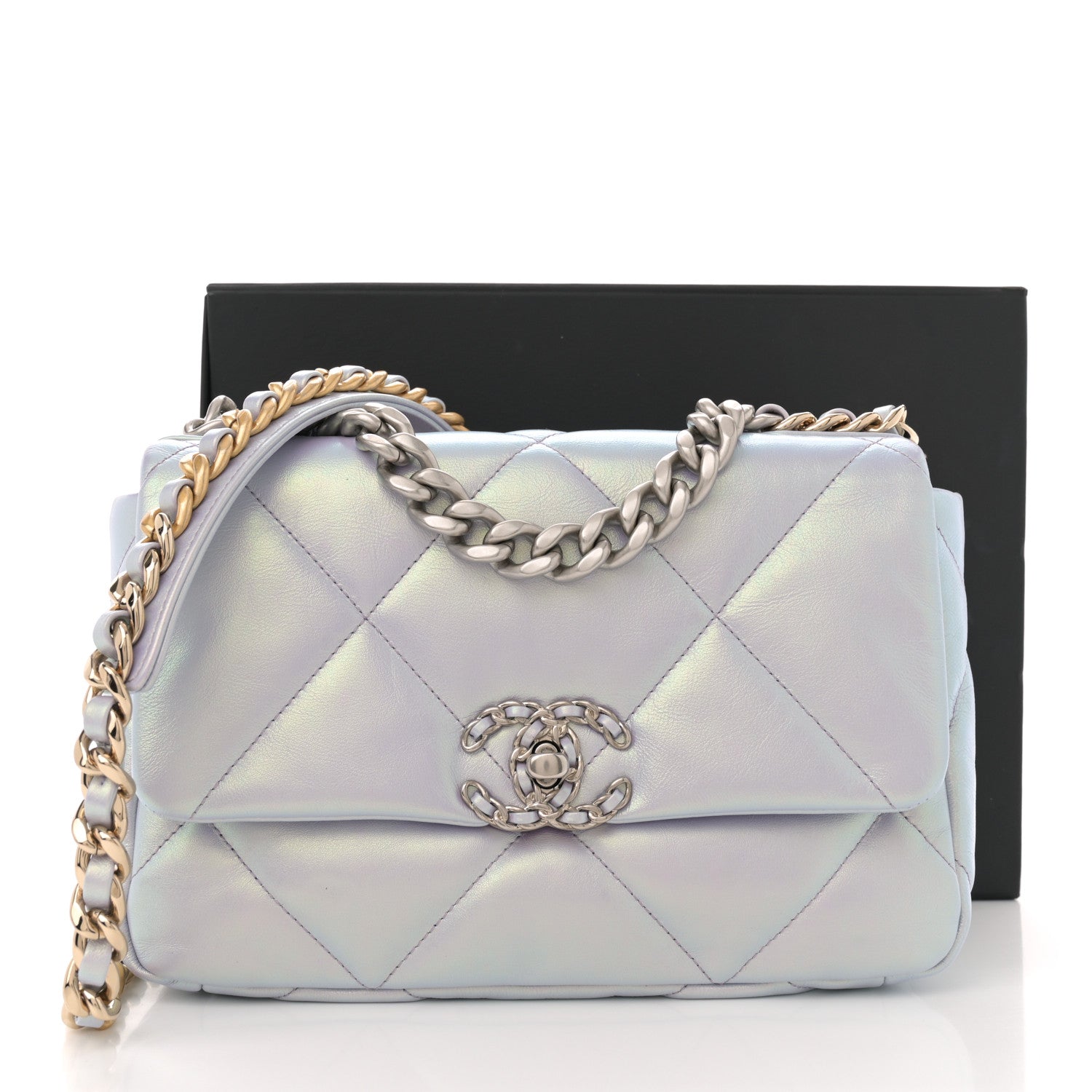 Chanel Iridescent Calfskin Quilted Medium Chanel 19 Flap Light
