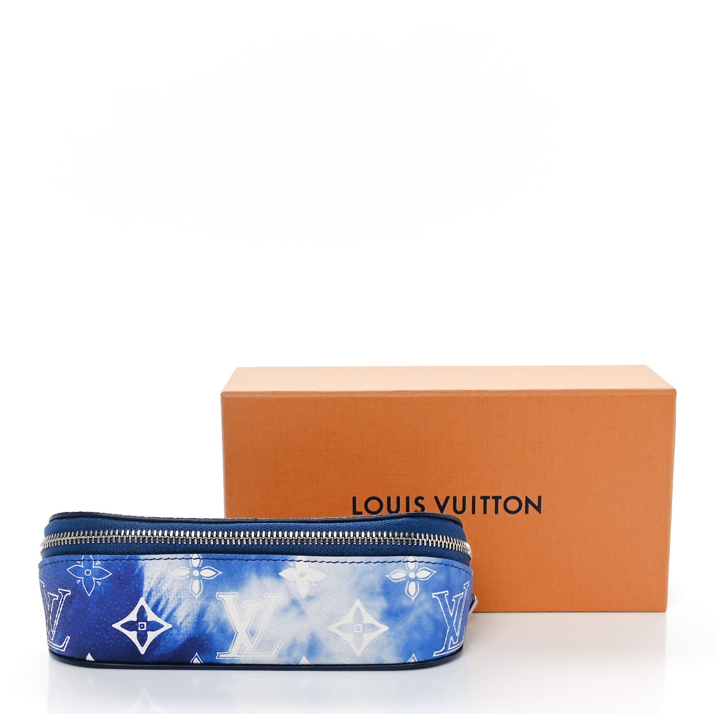 Cowhide Monogram Bandana Sunglasses Case GM Blue White