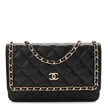 Chanel Lambskin Quilted Chain Around Wallet On Chain WOC Black 1 of 11