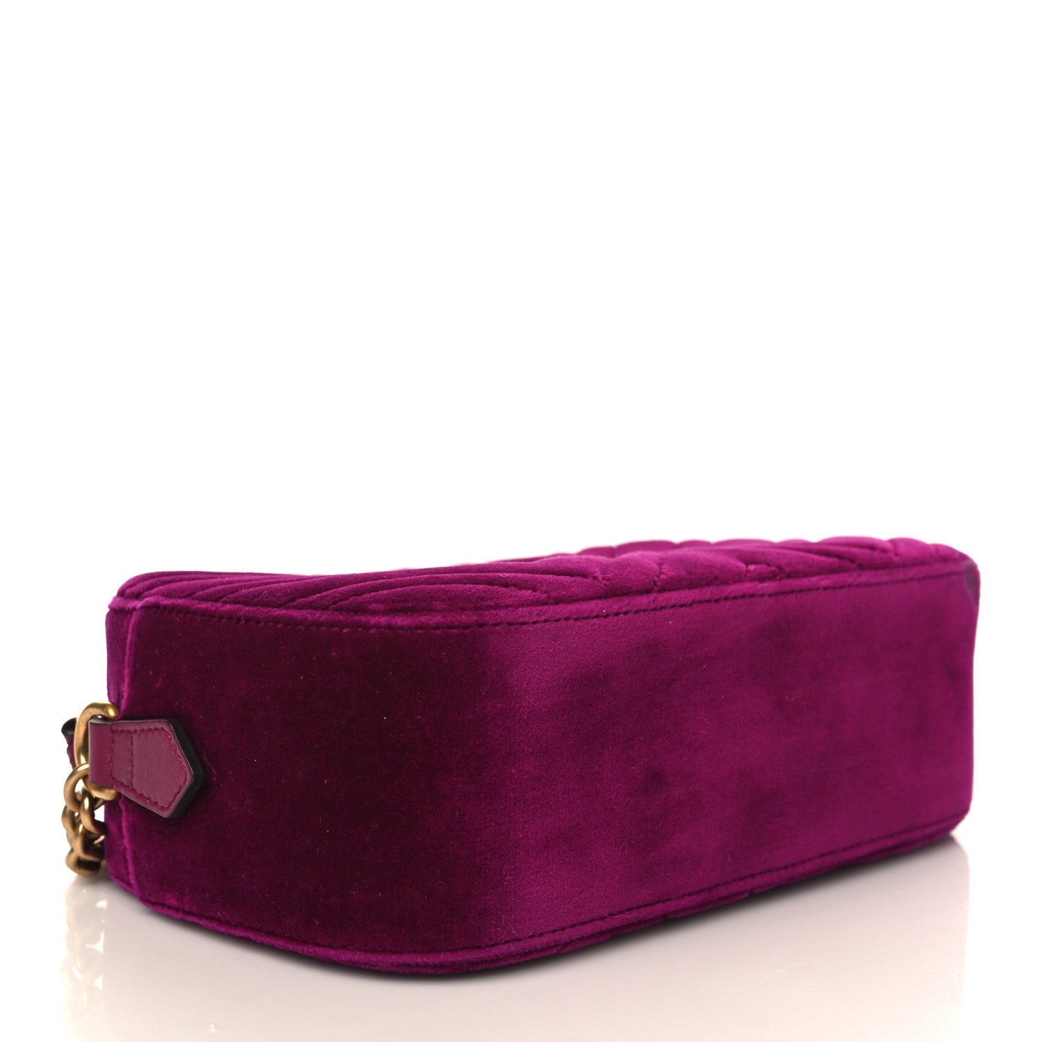 Gucci Velvet Matelasse Small GG Marmont Chain Shoulder Bag Fuchsia Violet Cyclamen 4 of 9
