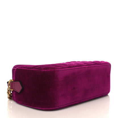 Gucci Velvet Matelasse Small GG Marmont Chain Shoulder Bag Fuchsia Violet Cyclamen 4 of 9