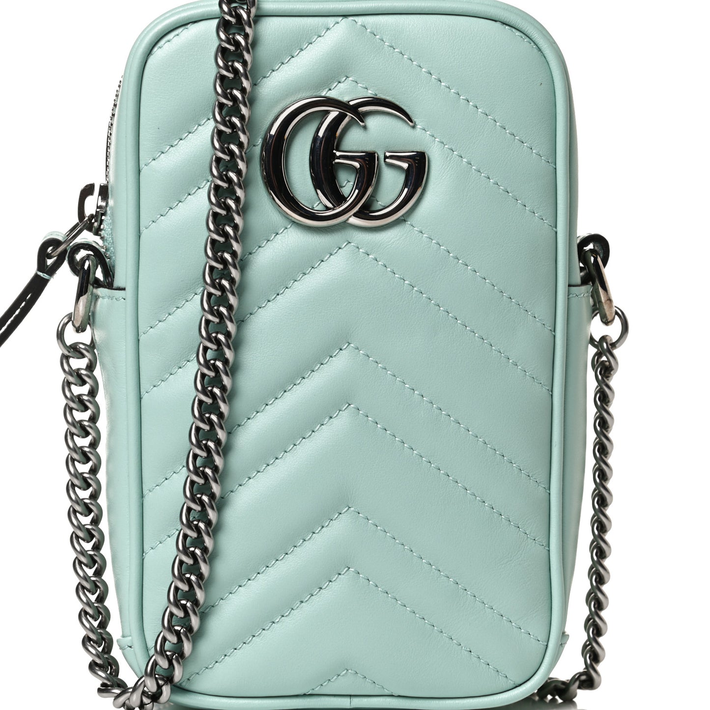 Calfskin Matelasse Mini GG Marmont Crossbody Bag Water Green