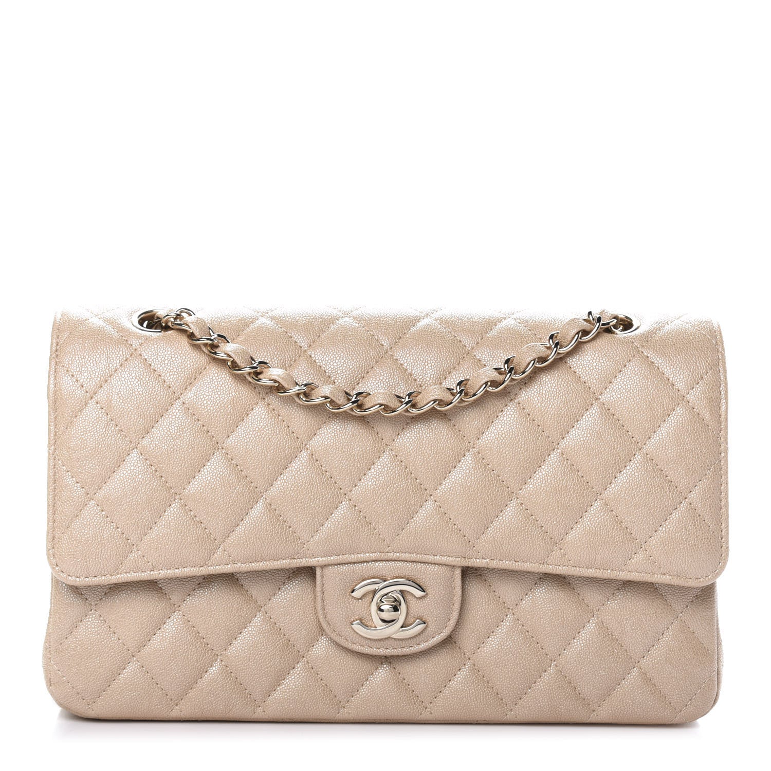 Chanel Iridescent Caviar Quilted Medium Double Flap Beige 1 of 11