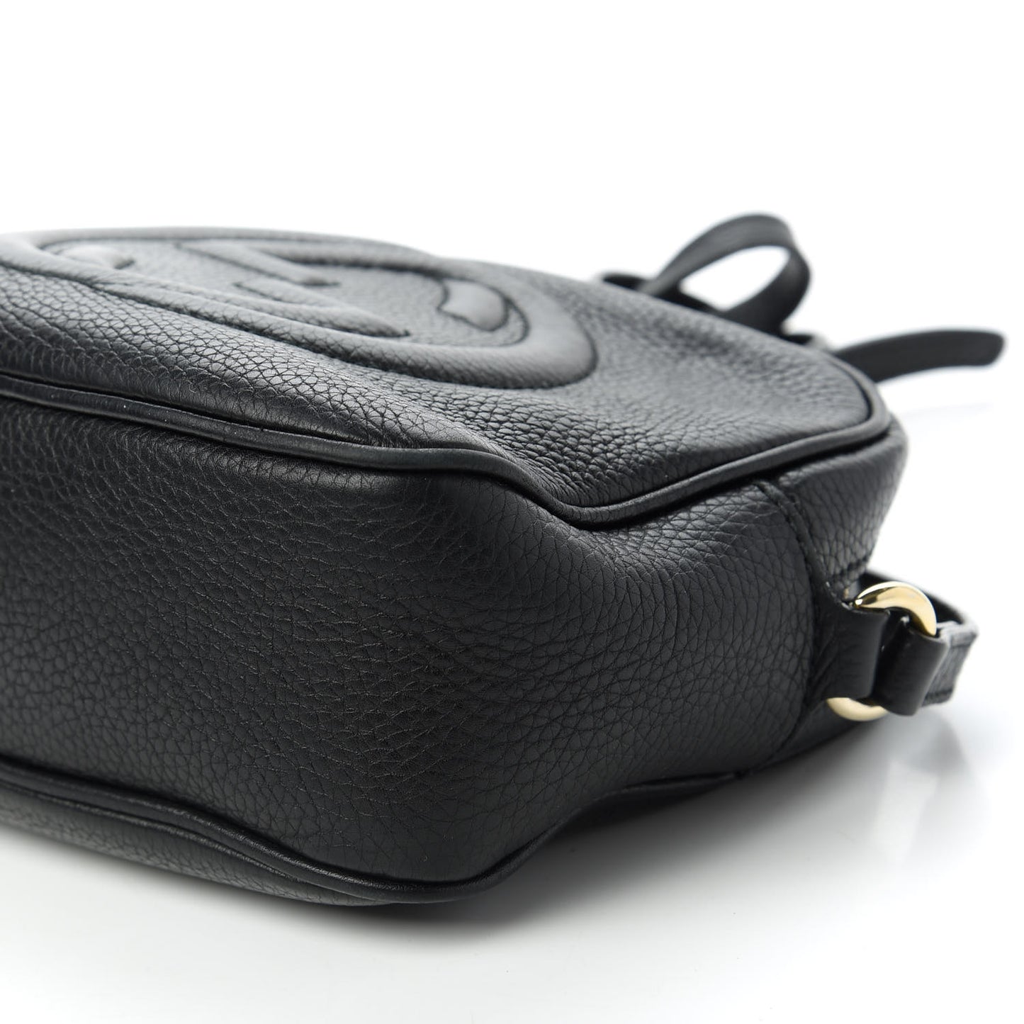 Pebbled Calfskin Small Soho Disco Bag Black