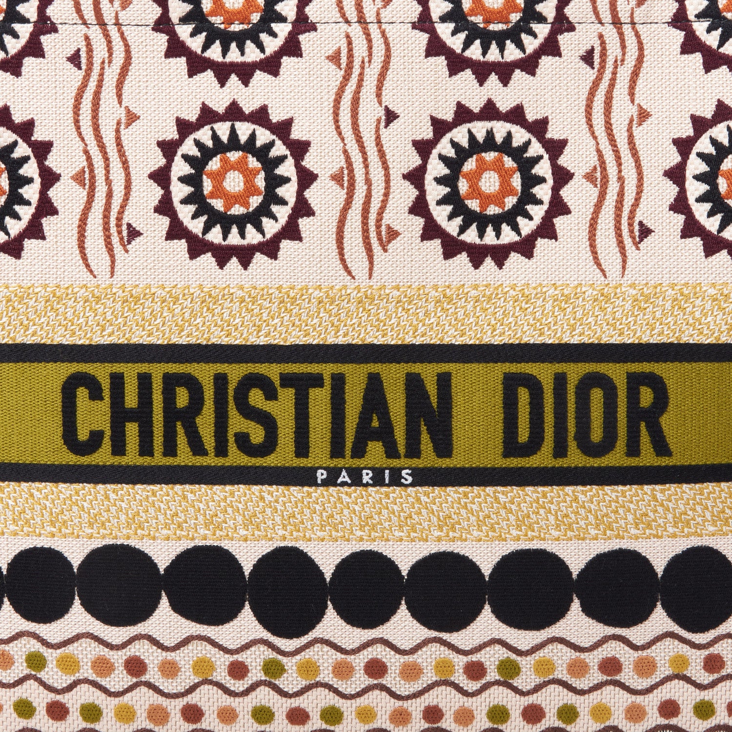 Christian Dior Canvas Embroidered Geometric Book Tote Multicolor 7 of 8