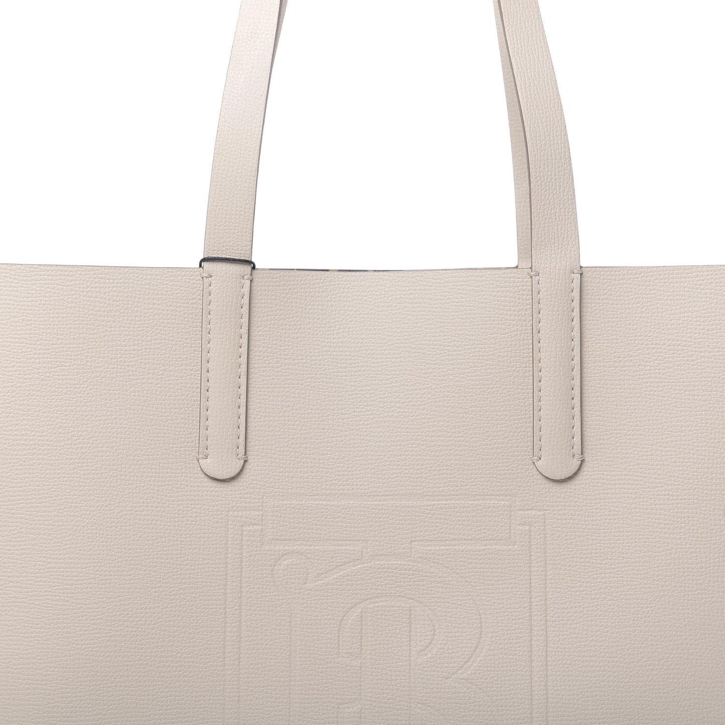Calfskin TB Motif Embossed Medium Tote Limestone