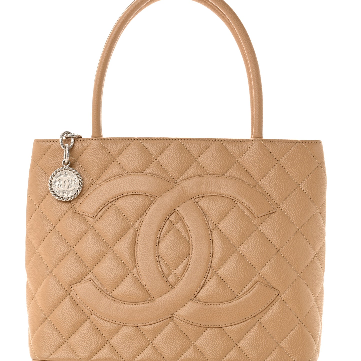 Caviar Quilted Medallion Tote Beige