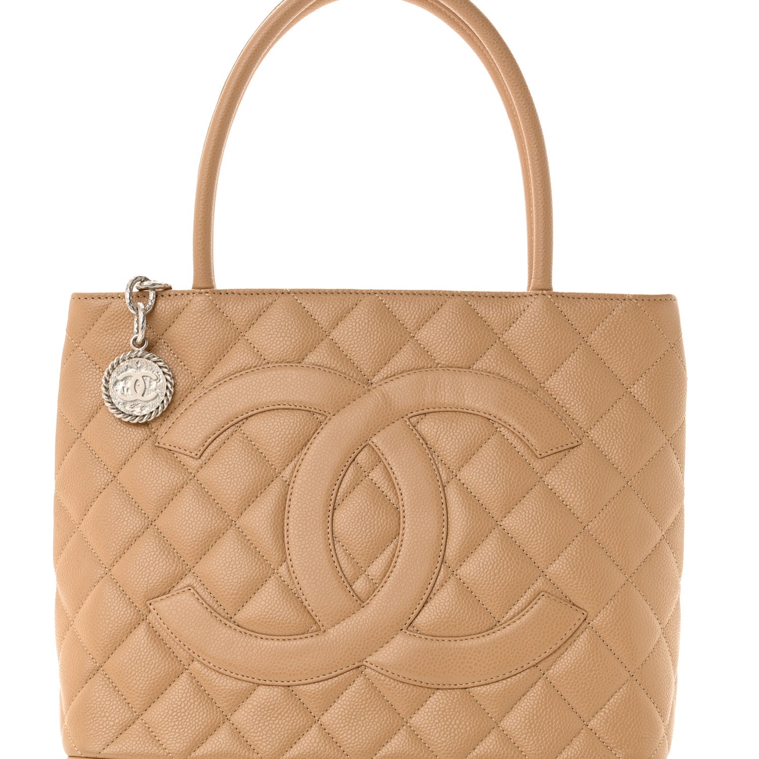 Chanel Caviar Quilted Medallion Tote Beige 8 of 12