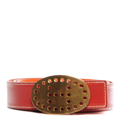 Hermes Box Togo 32mm Mirage Belt 85 Brique Orange 1 of 7