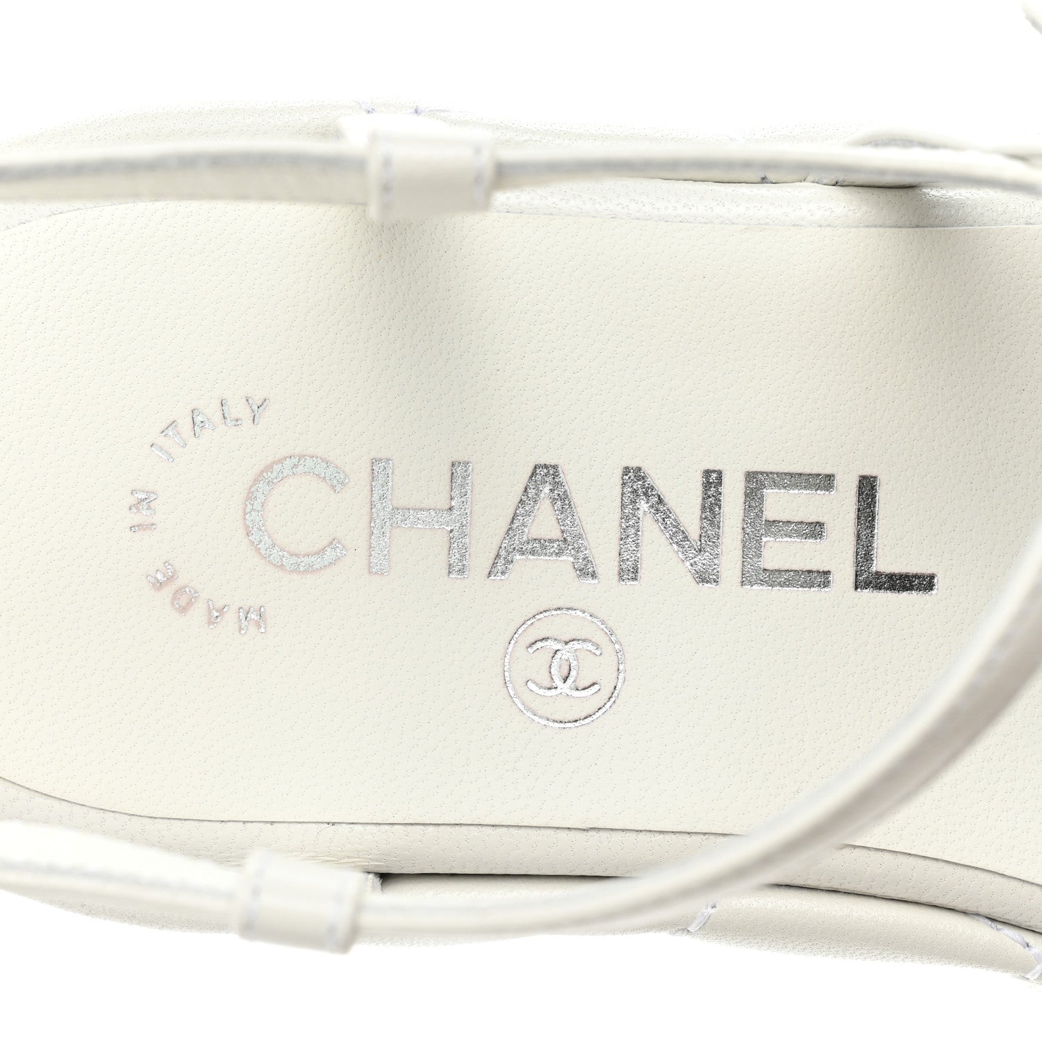 Chanel Calfskin Quilted Wedge Logo Sandals 36 White 8 of 12