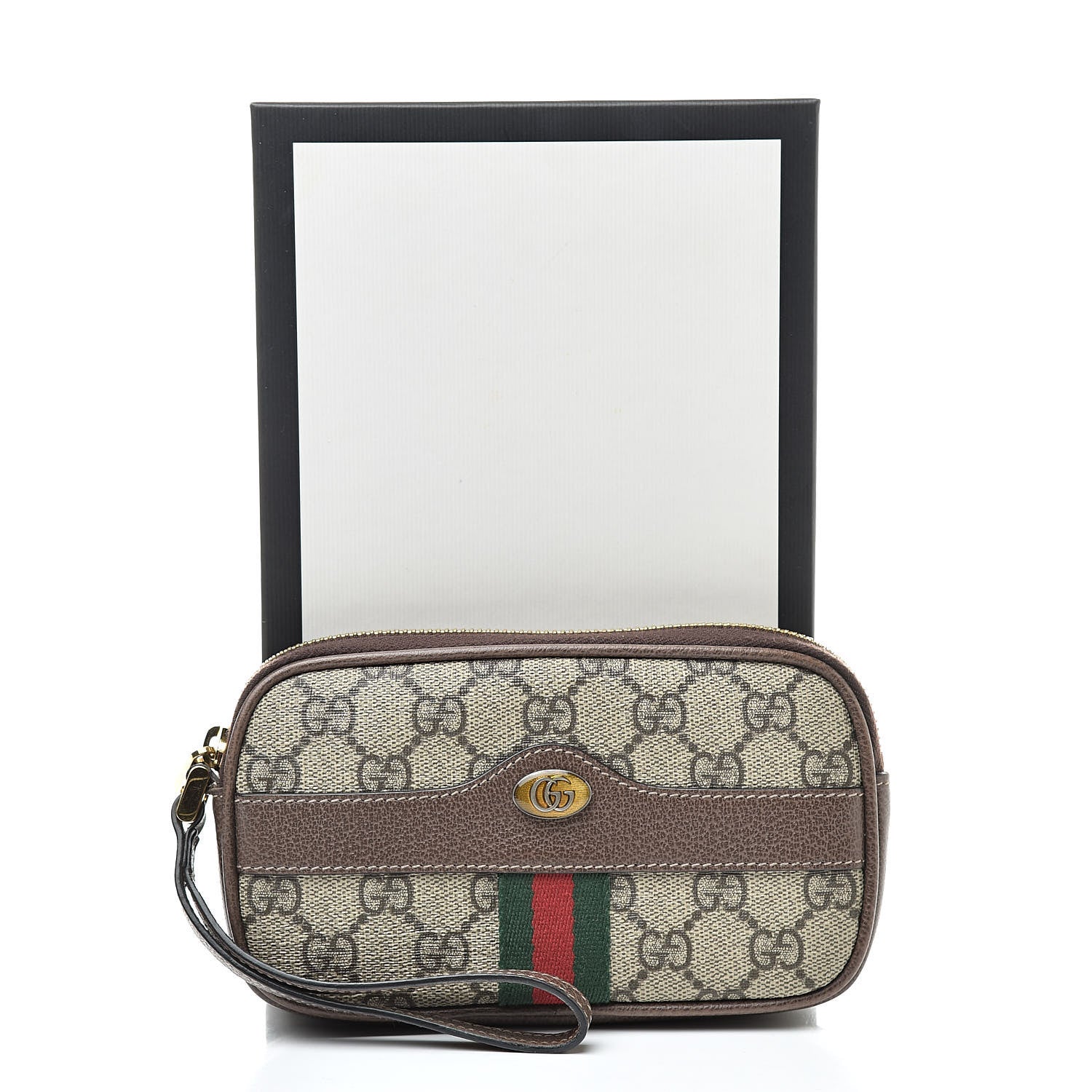Gucci GG Supreme Monogram Ophidia Phone Case Wristlet Brown 10 of 10
