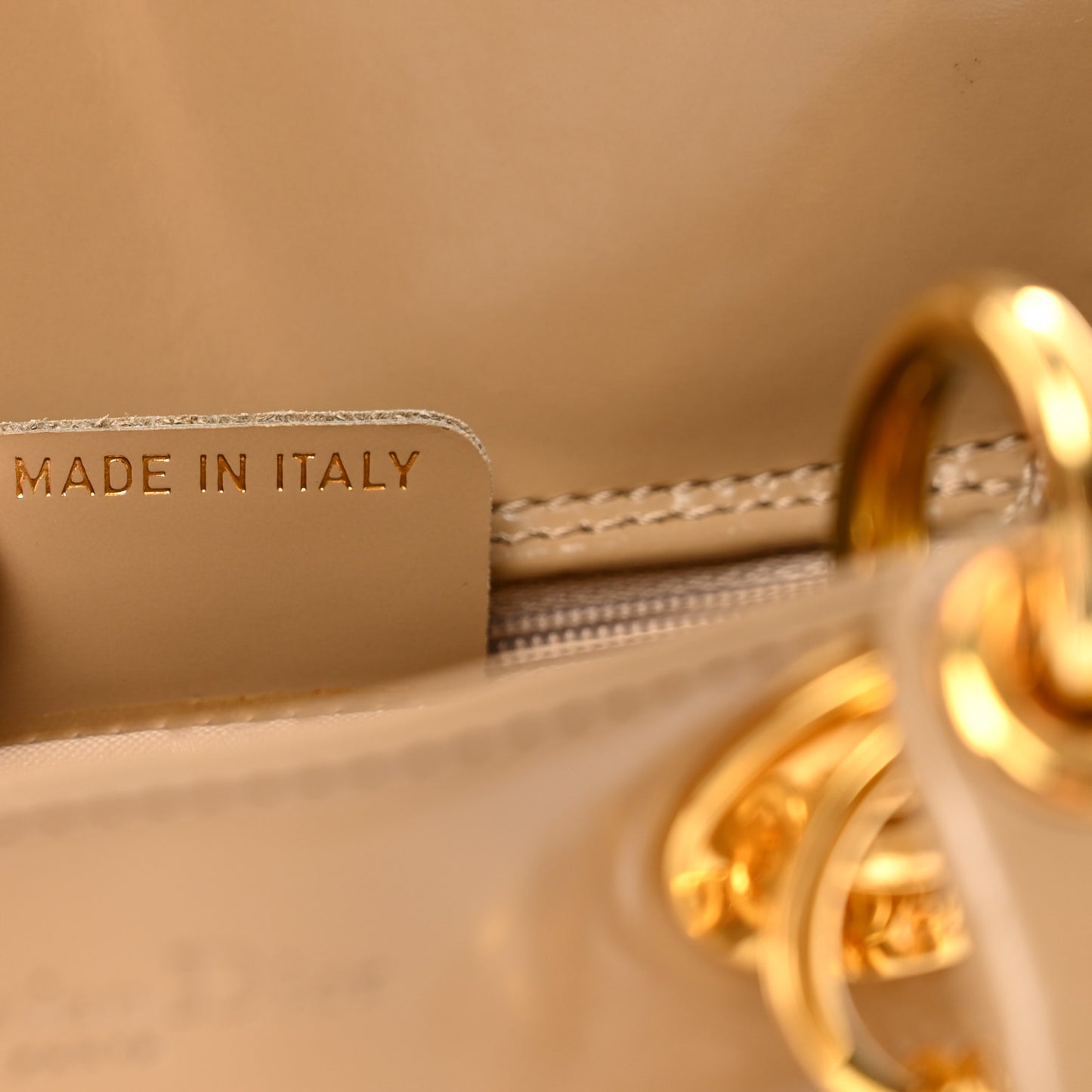 Patent Mini Lady Dior Beige