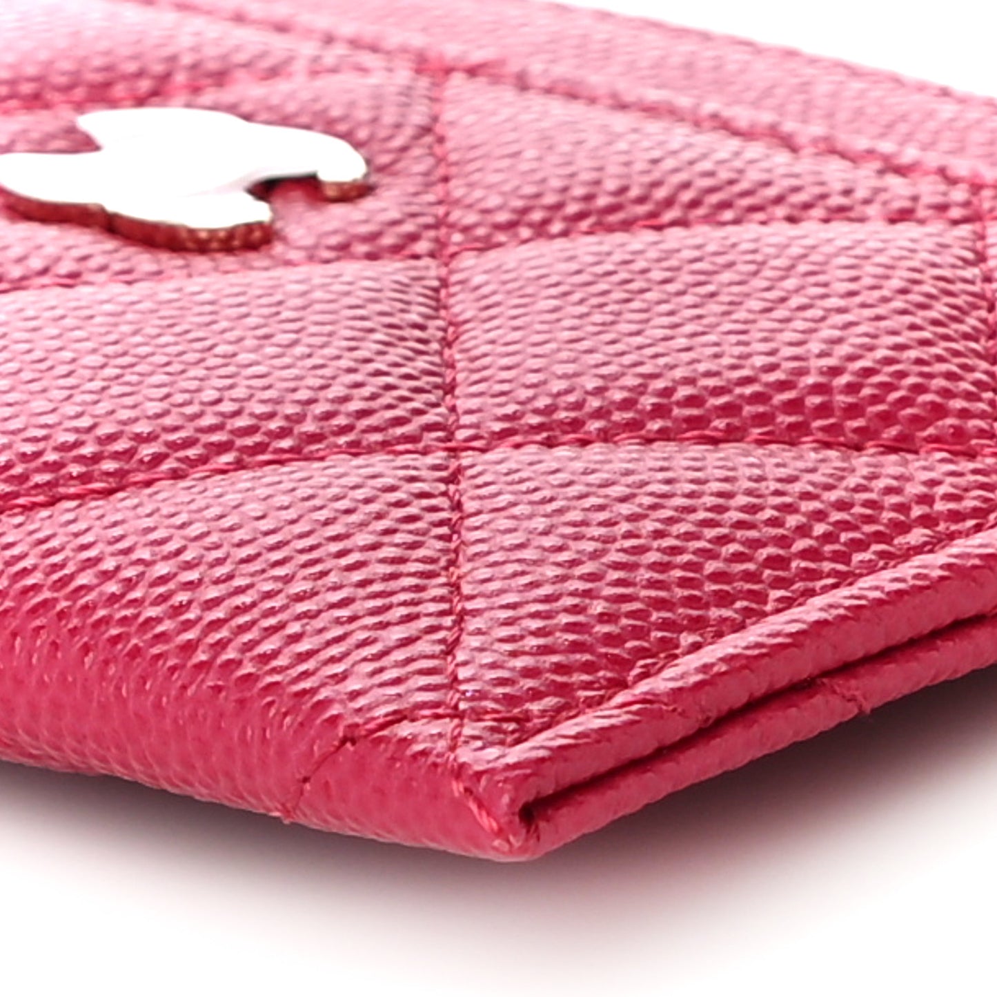 Caviar Quilted Card Holder Dark Pink