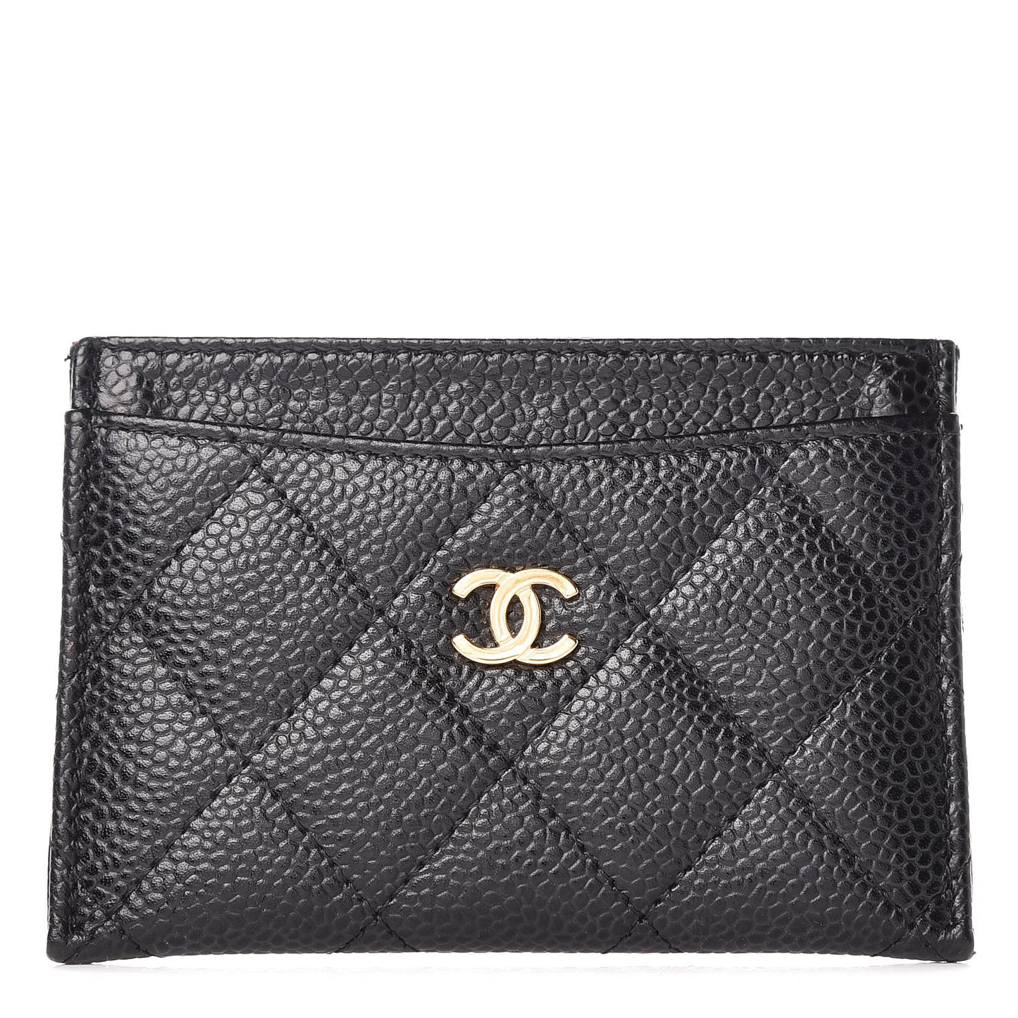 Caviar Quilted Card Holder Black