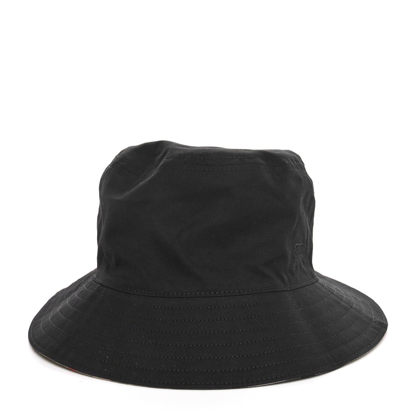 Cotton Gabardine Vintage Check Reversible Bucket Hat L Black Sand