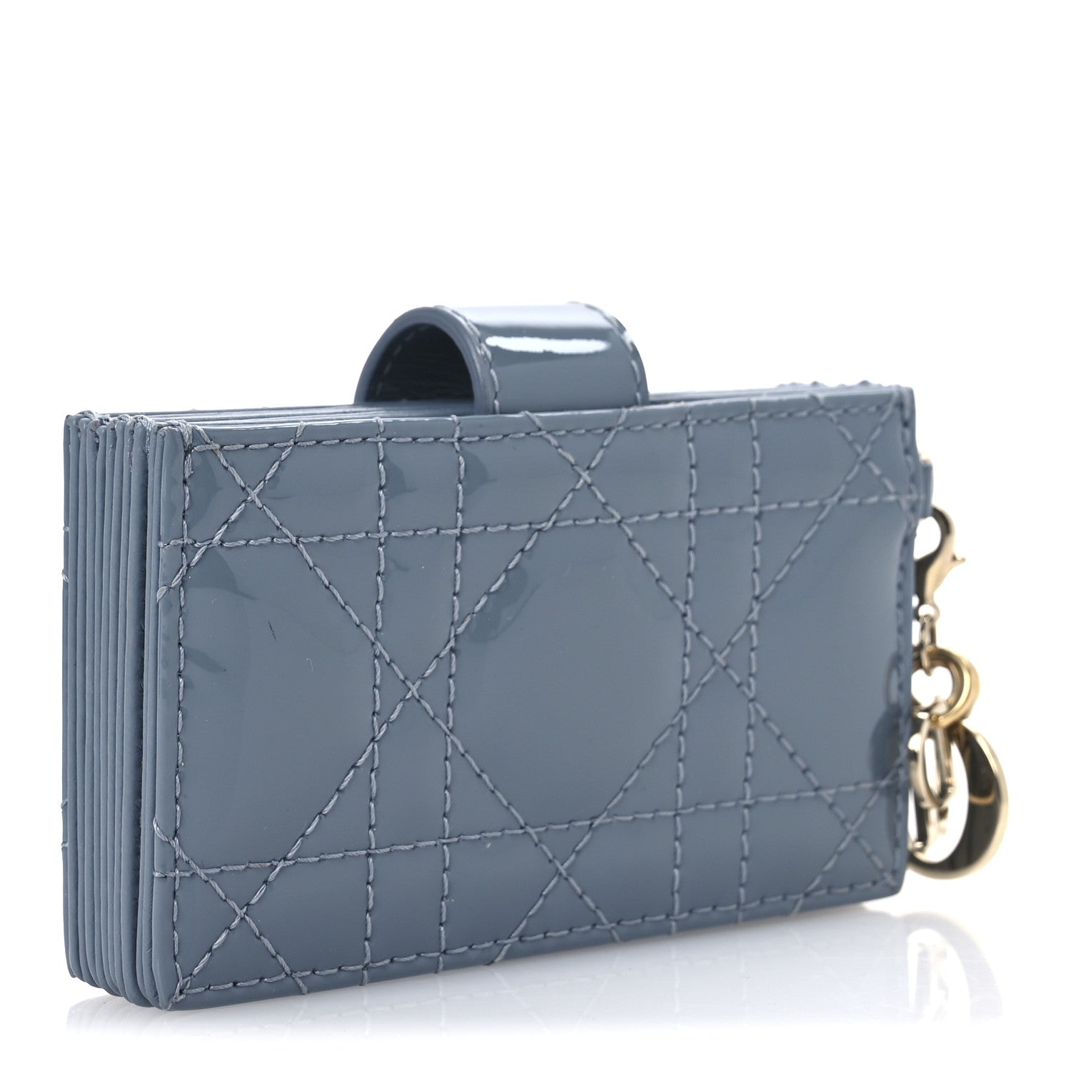 Christian Dior Patent Cannage Lady Dior 5 Gusset Jasmine Card Holder Cloud Blue 3 of 7