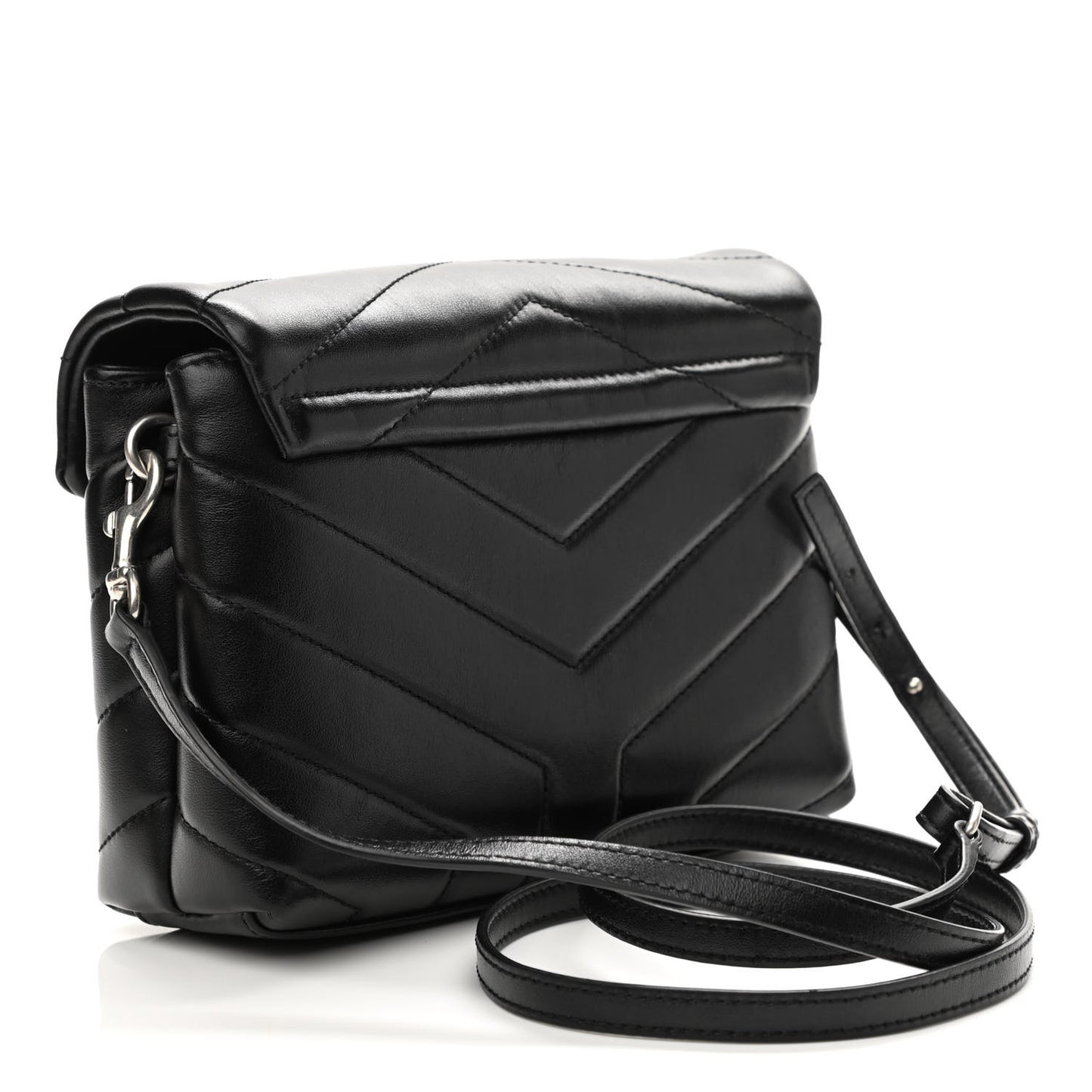 Calfskin Y Quilted Monogram Toy Loulou Crossbody Bag Black
