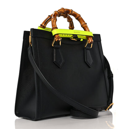 Gucci Calfskin Small Diana Tote Bag Black Yellow Fluo 3 of 10